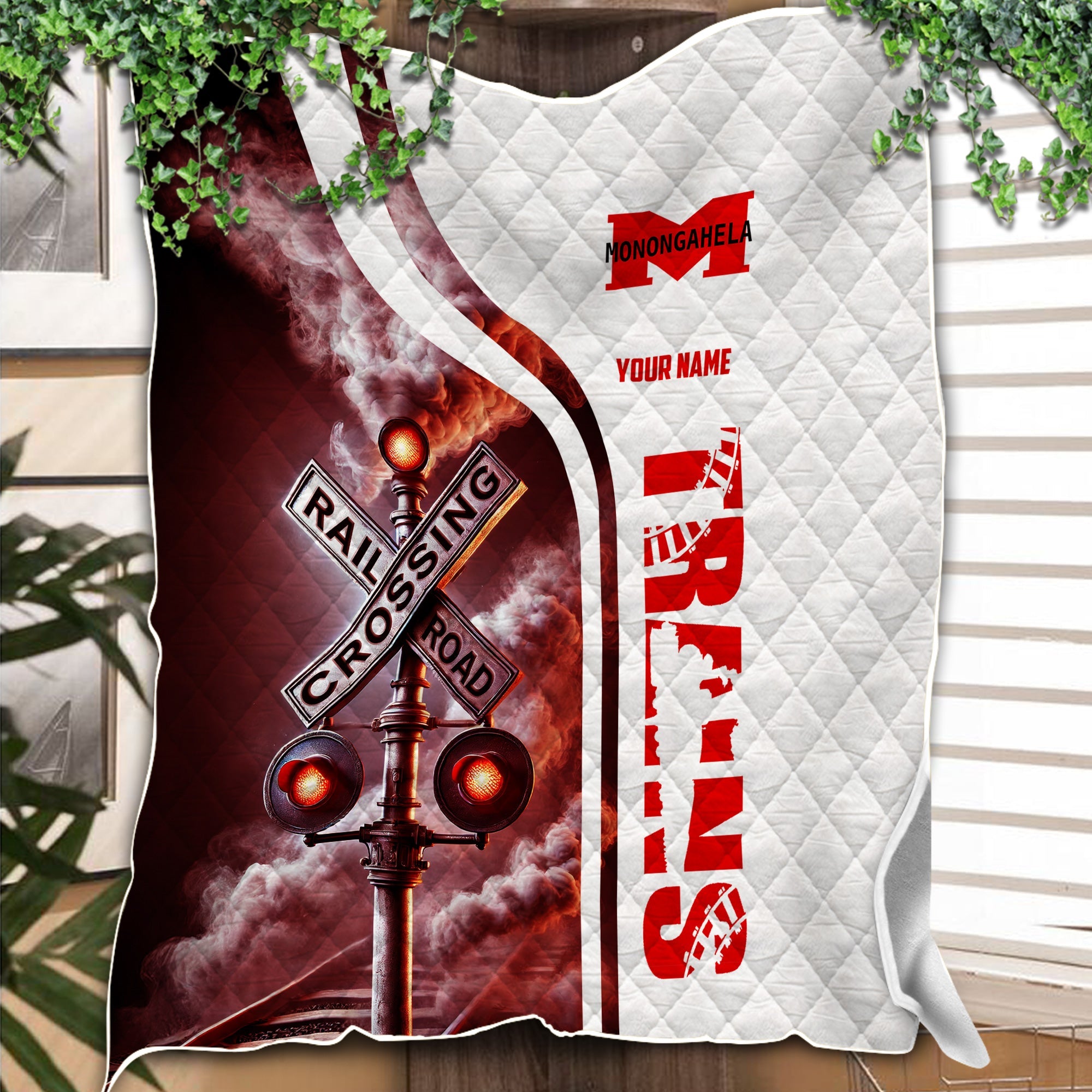 Railspirit Personalized Monongahela Railroad Premium Quilts Railroad Crossing Sign Quilts All Over Print