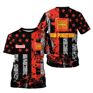 Railspirit Personalized Strasburg Railroad T-Shirt Artistic Paint American Flag Style Train Shirt