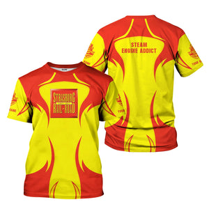 Railspirit Personalized Strasburg Railroad T-Shirt Distinctive Flame Style Shirt For Steam Engine Addict
