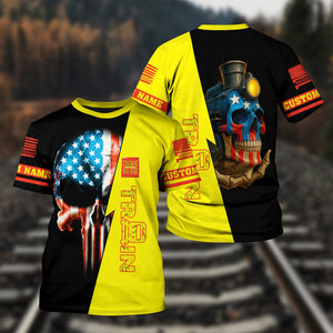 Railspirit Personalized Strasburg Railroad T-Shirt Train Skull American Flag Shirt All Over Print