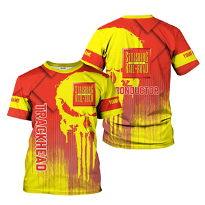 Railspirit Personalized Strasburg Railroad T-Shirt Skull Design with Custom Job Train Shirt for Trackhead Crew