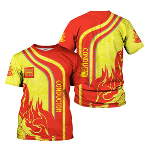 Railspirit Personalized Strasburg Railroad T-Shirt Flame Design with Custom Job Position Train Shirt