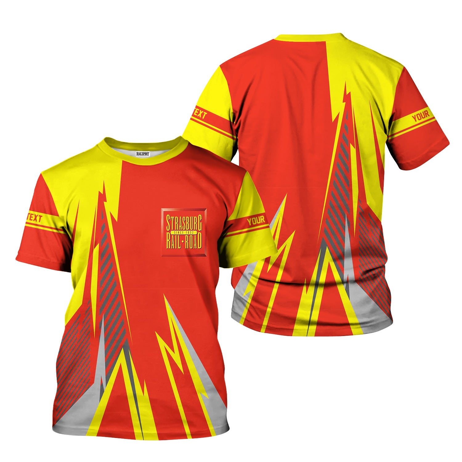 Railspirit Personalized Strasburg Railroad T-Shirt Lightning-Inspired Railway Style Shirt For Train Lovers
