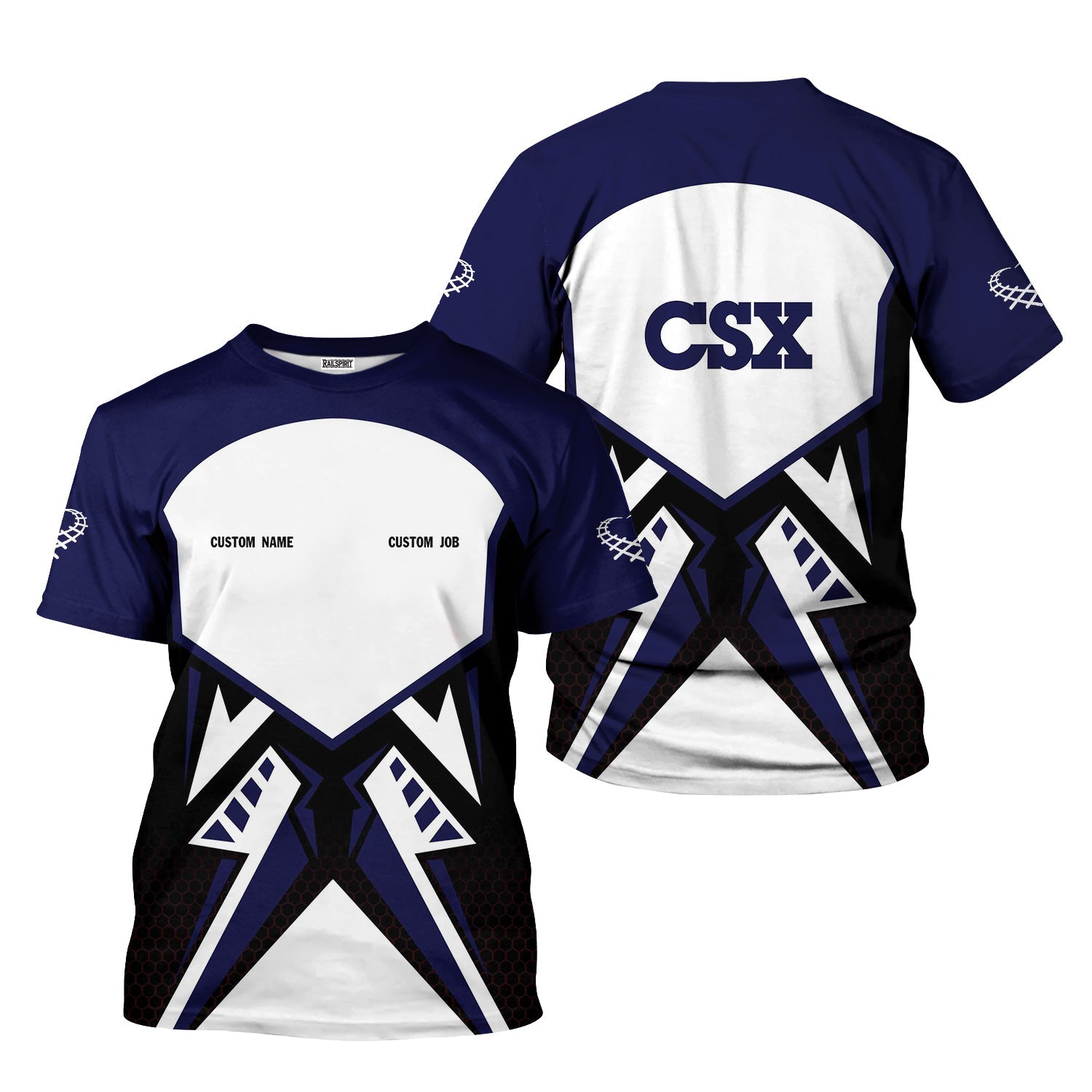 Railspirit Personalized CSX Transportation Railroad T-Shirt Vibriant Style with Custom Position Train Shirt