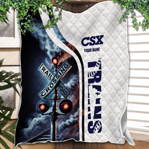 Railspirit Personalized CSX Transportation Railroad Premium Quilts Railroad Crossing Sign Quilts All Over Print