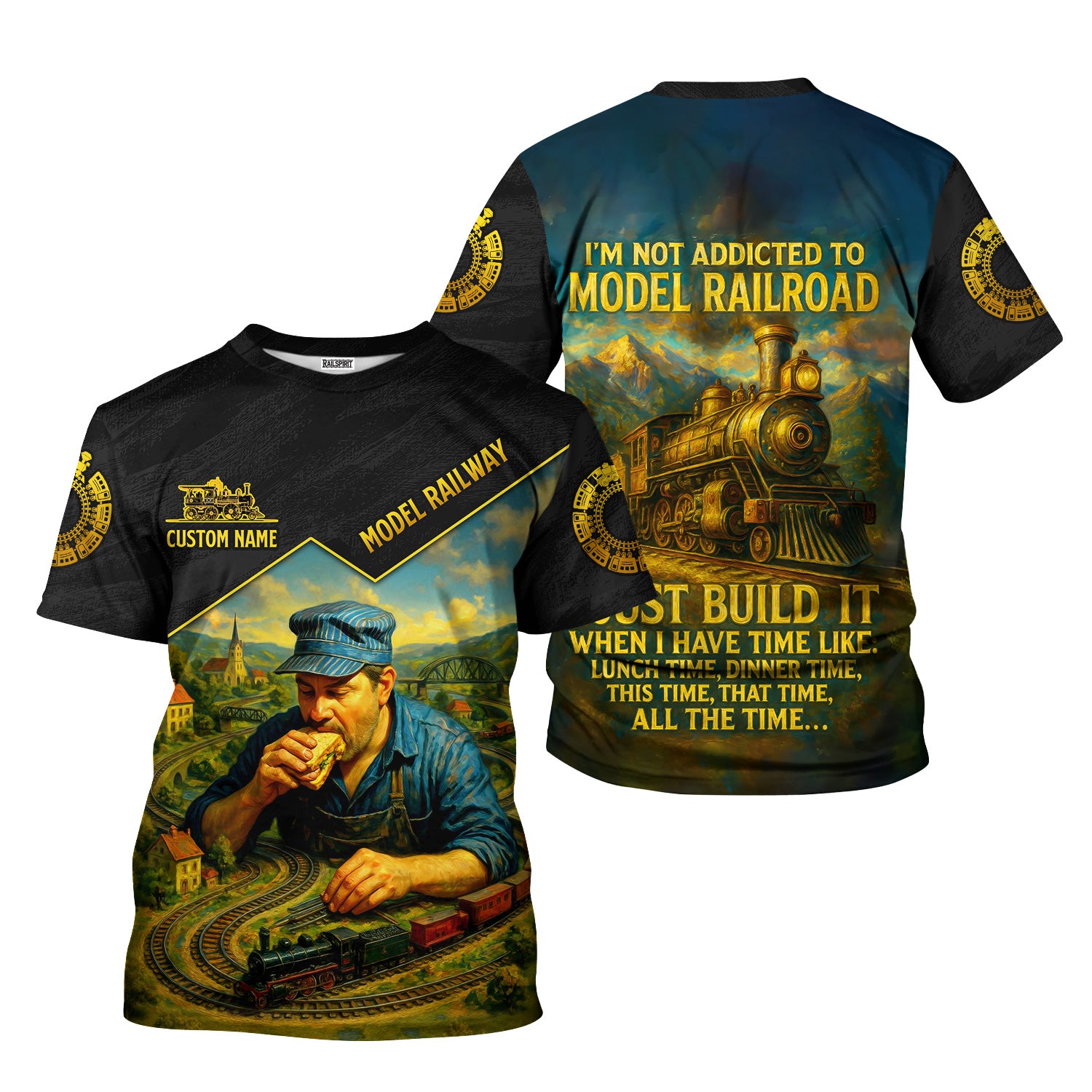 Railspirit Personalized T-Shirt I Just Build Model Railroad All The Time Train Shirt for Railroad Fanatic