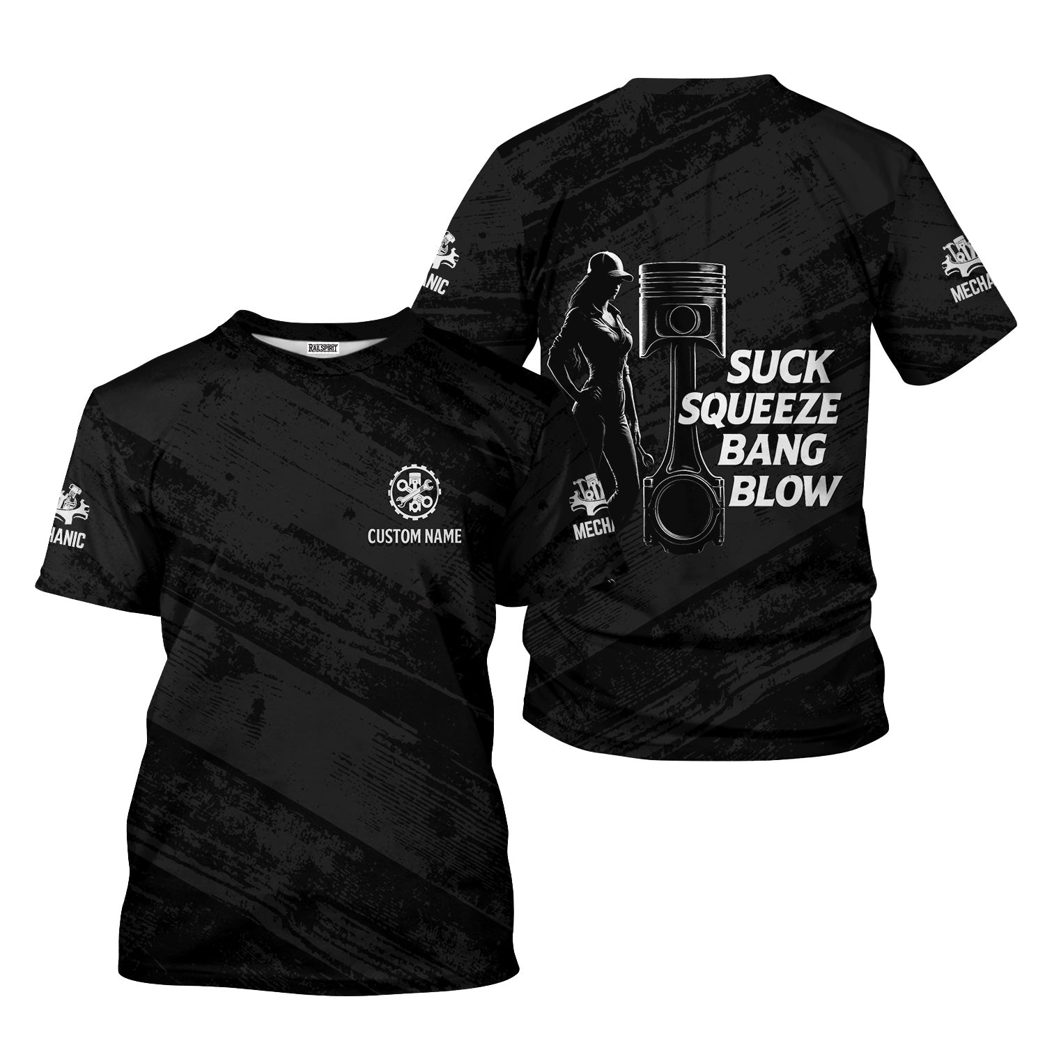 Personalized Mechanic Shirt, Suck Squeeze Bang Blow, Funny Quote Design, Gift For Men