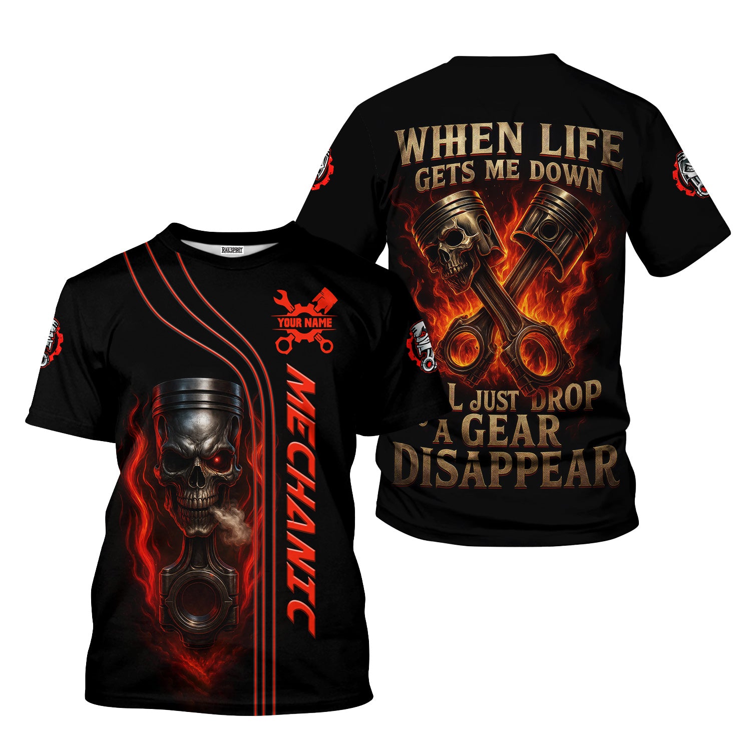 Personalized T-Shirt When Life Gets Me Down I'll Just Drop A Gear Disappear Shirt for Mechanics