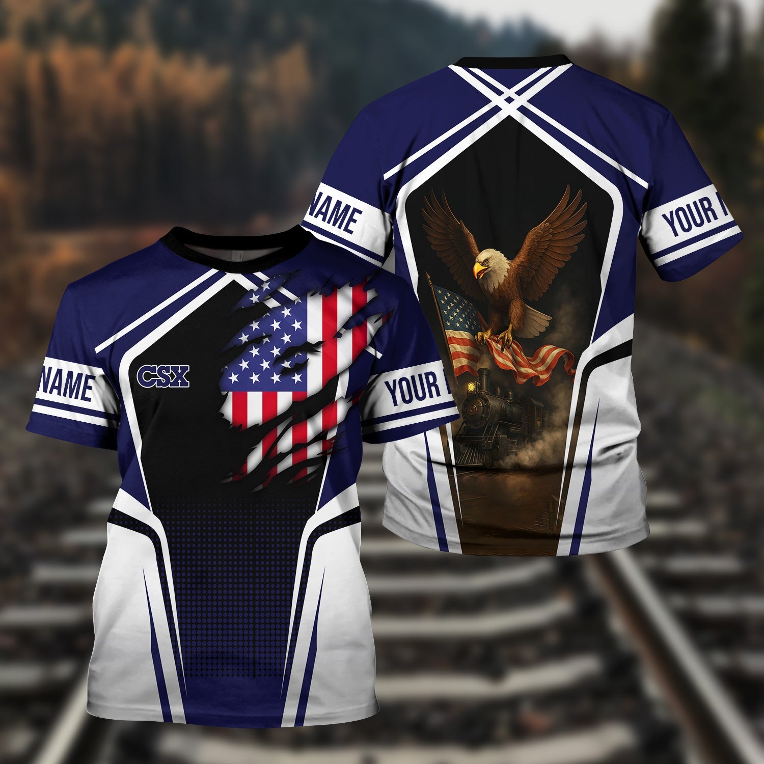 Railspirit Personalized CSX Transportation Railroad T Shirt American Eagle Vintage Train Shirt