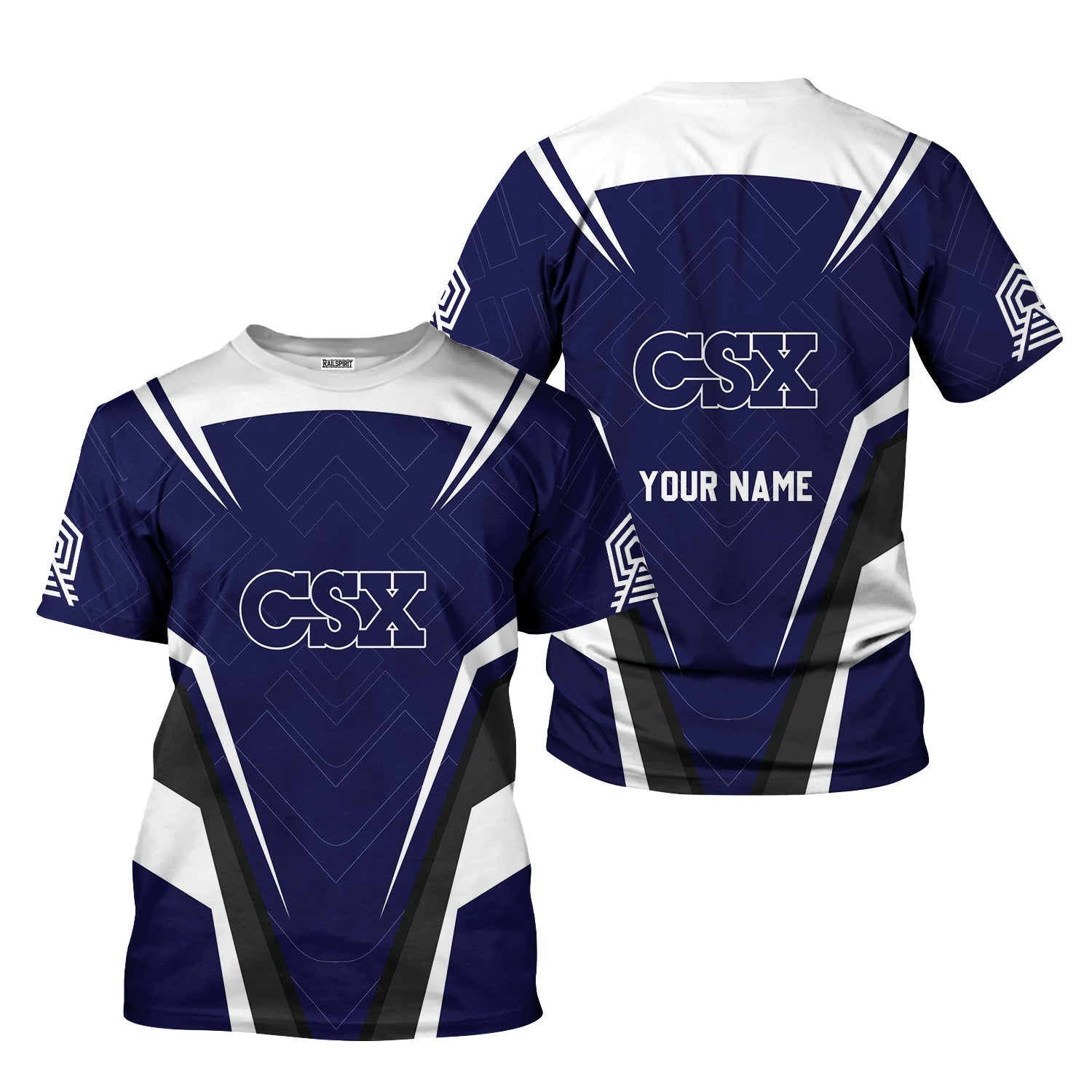 Railspirit Personalized CSX Transportation Railroad T-Shirt Railway Inspired Apparel Train Shirt for Train Lovers