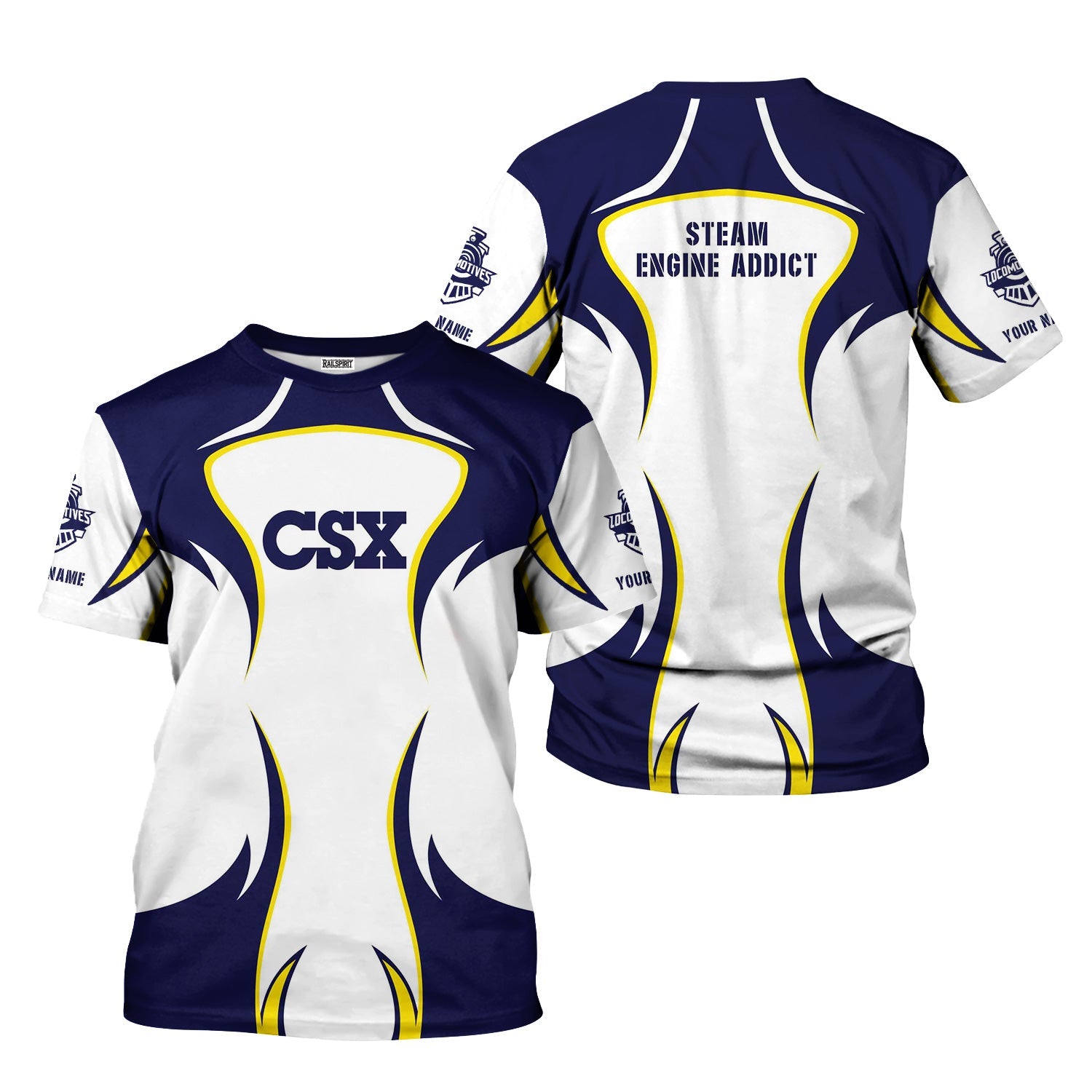 Railspirit Personalized CSX Transportation Railroad T-Shirt Distinctive Flame Style Shirt For Steam Engine Addict