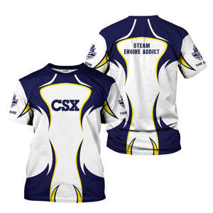 Railspirit Personalized CSX Transportation Railroad T-Shirt Distinctive Flame Style Shirt For Steam Engine Addict