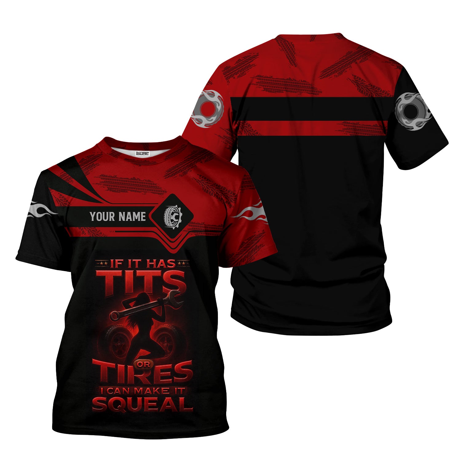 Personalized Funny Garage Shirt For Men, If It Has Tits or Tires I Can Make It Squeal Shirt, Gift for Car Lovers
