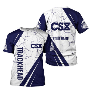 Railspirit Personalized CSX Transportation Railroad T-Shirt Crackle Texture Style Shirt For Trackhead
