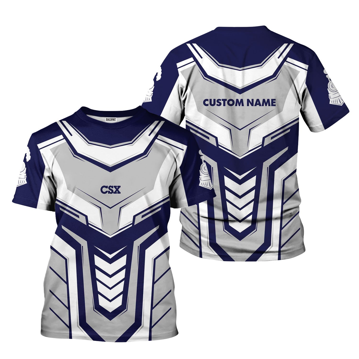 Railspirit Personalized CSX Transportation Railroad T-Shirt Armor-Inspired Design Train Shirt All Over Print