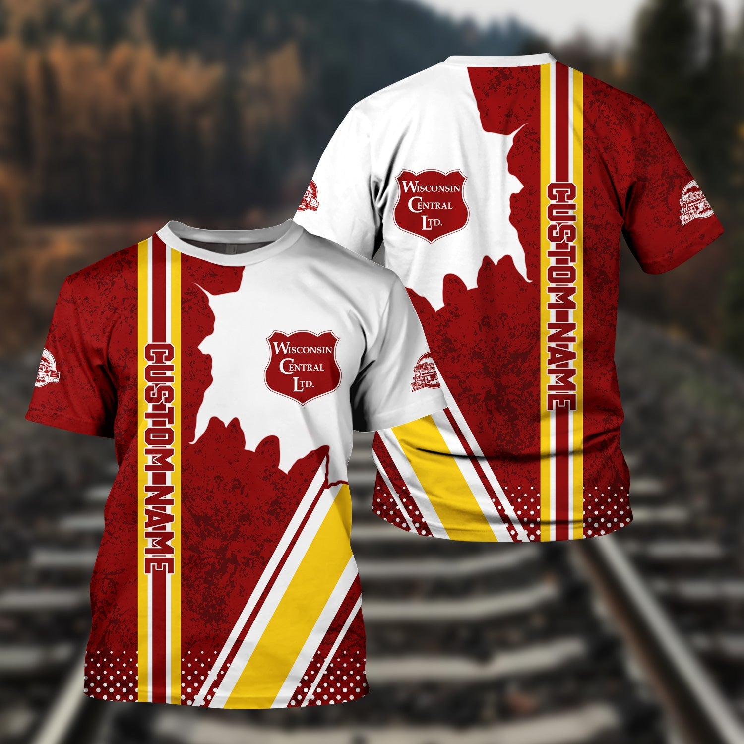 Railspirit Personalized Wisconsin Central Ltd Railroad T-Shirt All Over Printed Unisex Shirt