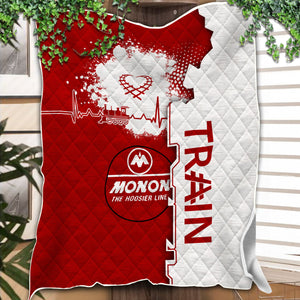 Railspirit Monon Railroad Premium Quilts Engine Heartbeat and Track Love Style Quilts Gift Idea For Train Lovers