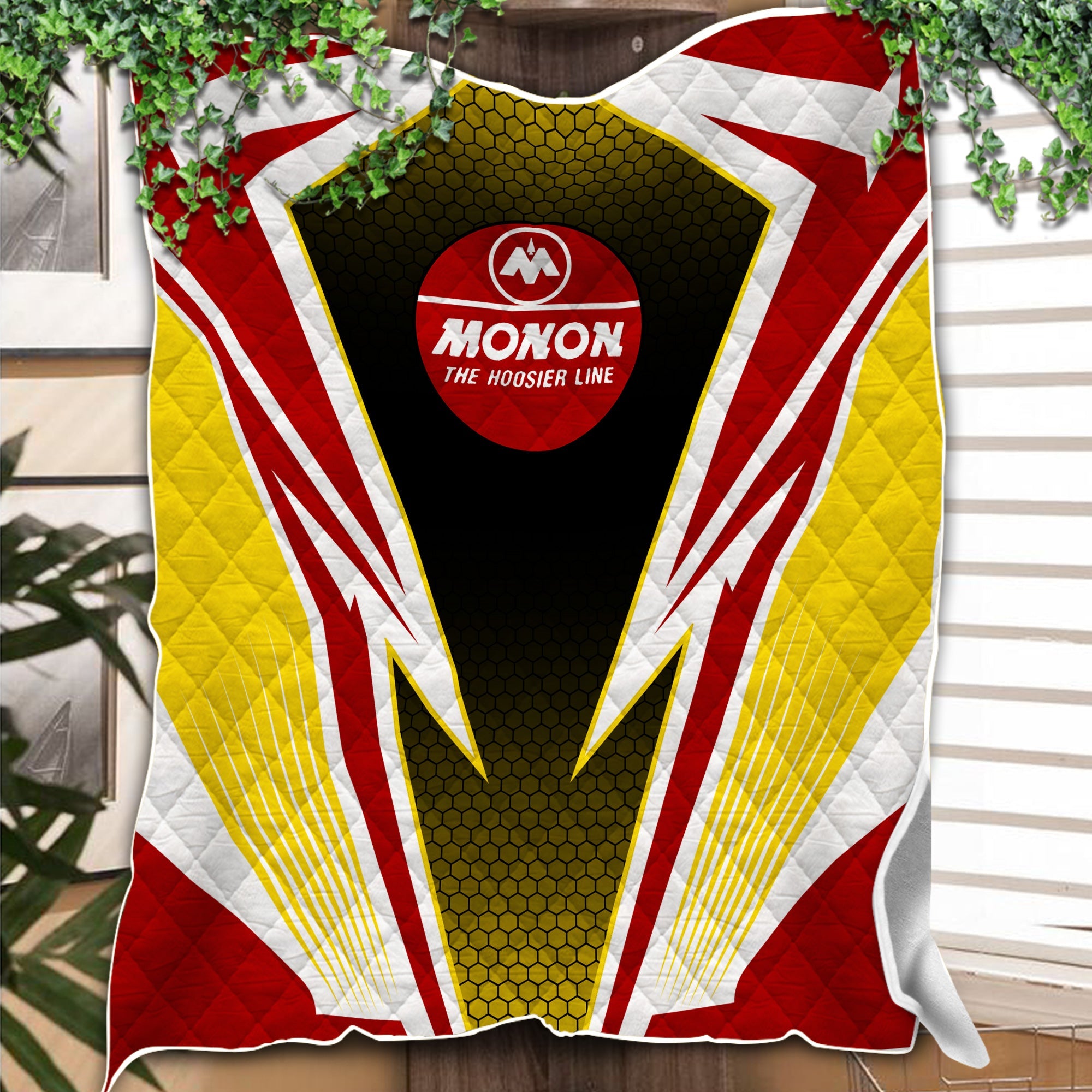Railspirit Monon Railroad Premium Quilts Lightning Graphic Style Premium Quilts Gift Idea For Train Lover