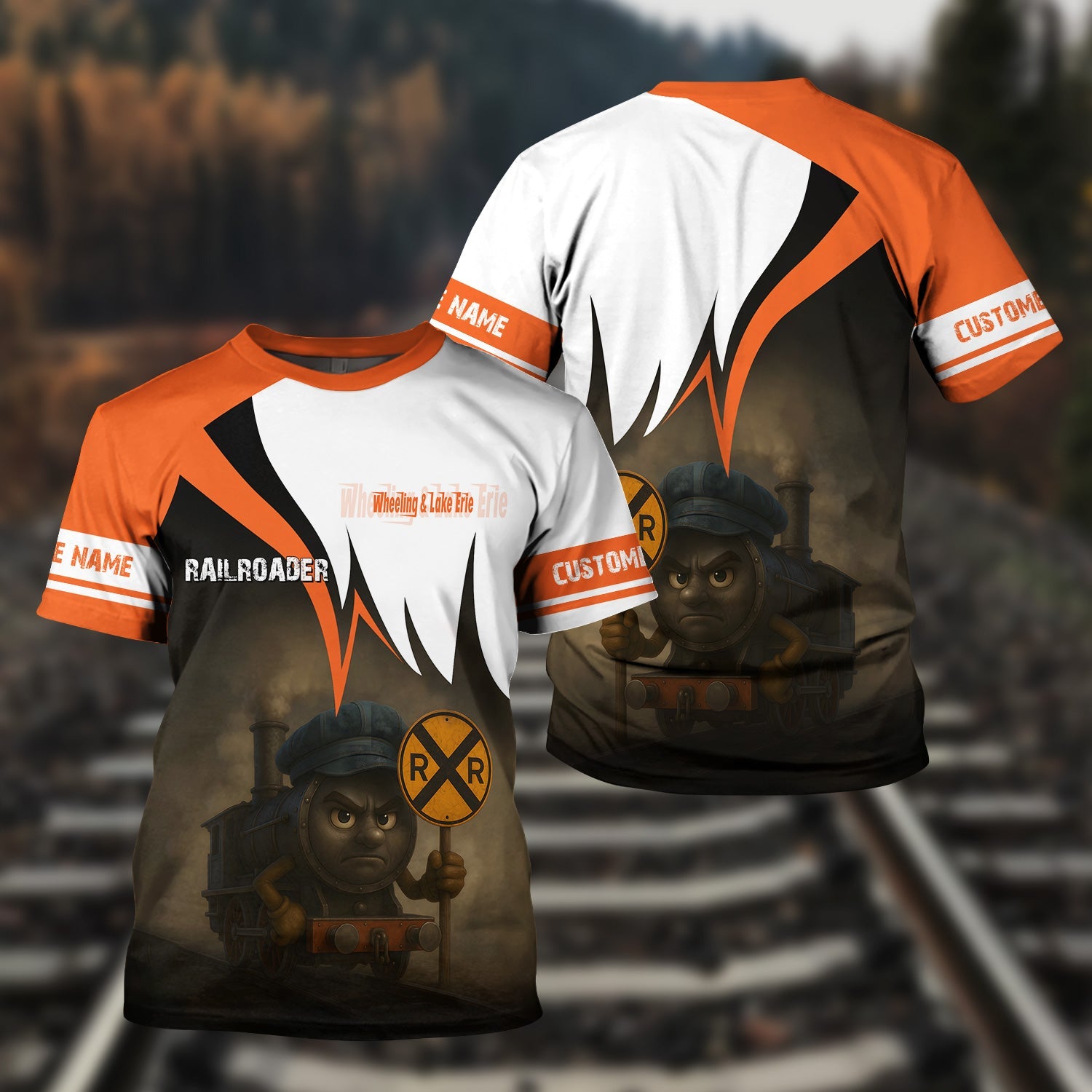 Railspirit Personalized Wheeling And Lake Erie Railroad T-Shirt Angry Train Shirt Gift Idea For Train Lover