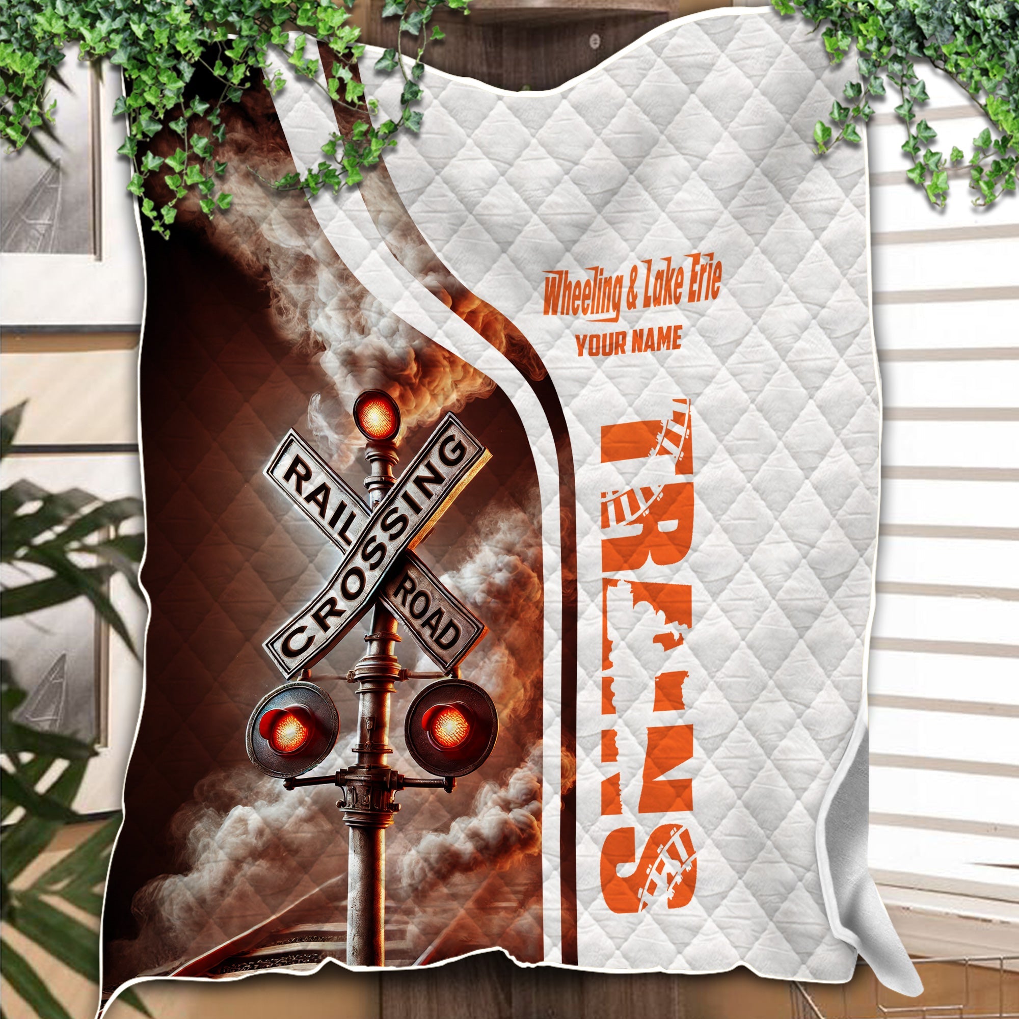 Railspirit Personalized Wheeling And Lake Erie Railroad Premium Quilts Railroad Crossing Sign Quilts All Over Print