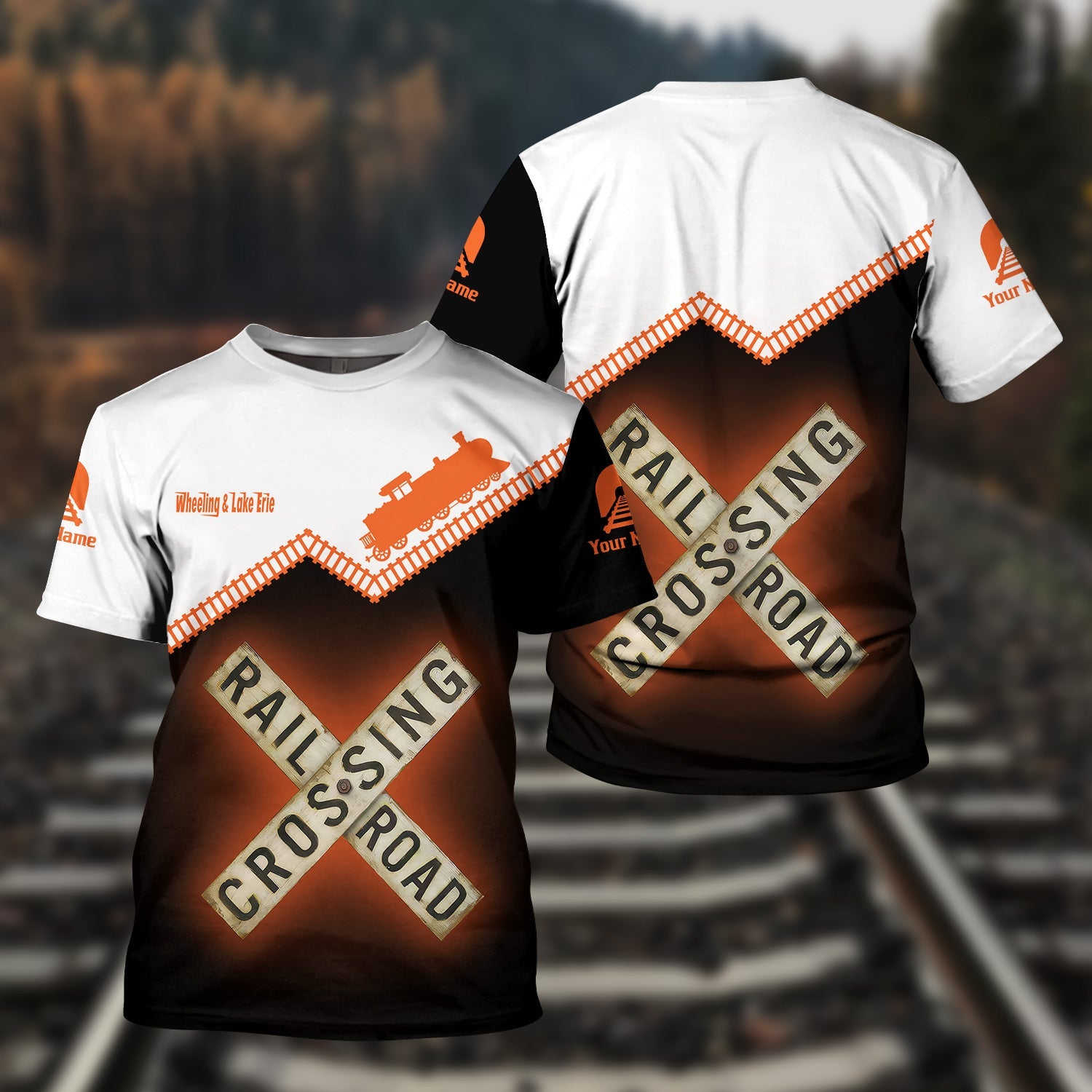 Railspirit Personalized Wheeling And Lake Erie Railroad T Shirt Railroad Crossing Printed Train Track Shirt