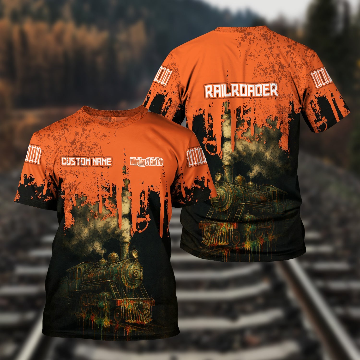 Railspirit Personalized Wheeling And Lake Erie Railroad T-Shirt Vintage Train Art Style Shirt For Locomotive Fans