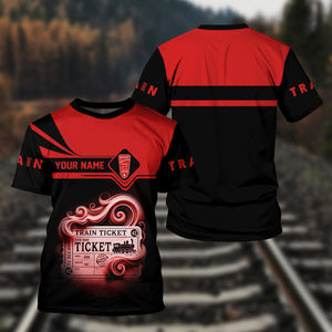 Railspirit Personalized Bangor And Aroostook Railroad T Shirt Train Ticket American Locomotive Printed Train