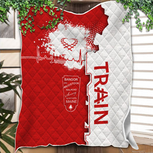 Railspirit Bangor And Aroostook Railroad Premium Quilts Engine Heartbeat and Track Love Style Quilts Gift Idea For Train Lovers