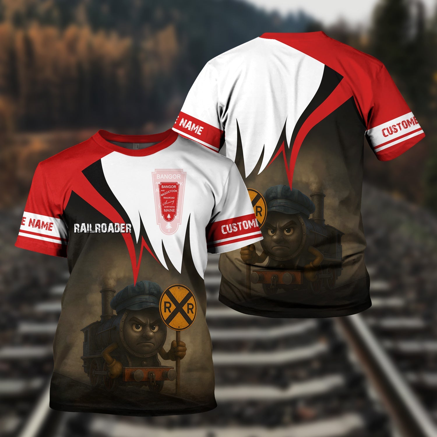 Railspirit Personalized Bangor And Aroostook Railroad T-Shirt Angry Train Shirt Gift Idea For Train Lover