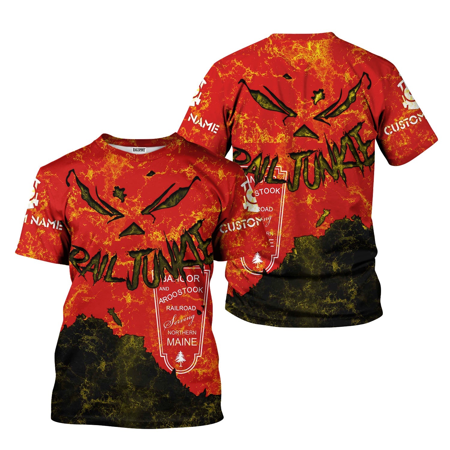 Railspirit Personalized Bangor And Aroostook Railroad T-Shirt Torn Graphic Style Train Shirt For Rail Junkie