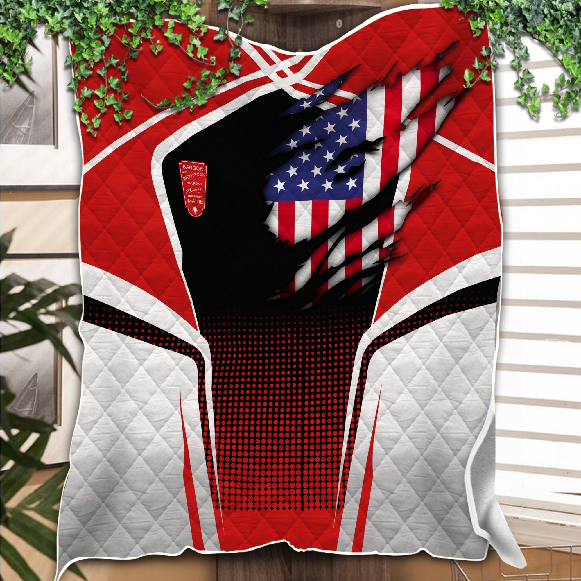 Railspirit Personalized Bangor And Aroostook Railroad Premium Quilts American Vintage All Over Printed Premium Quilts