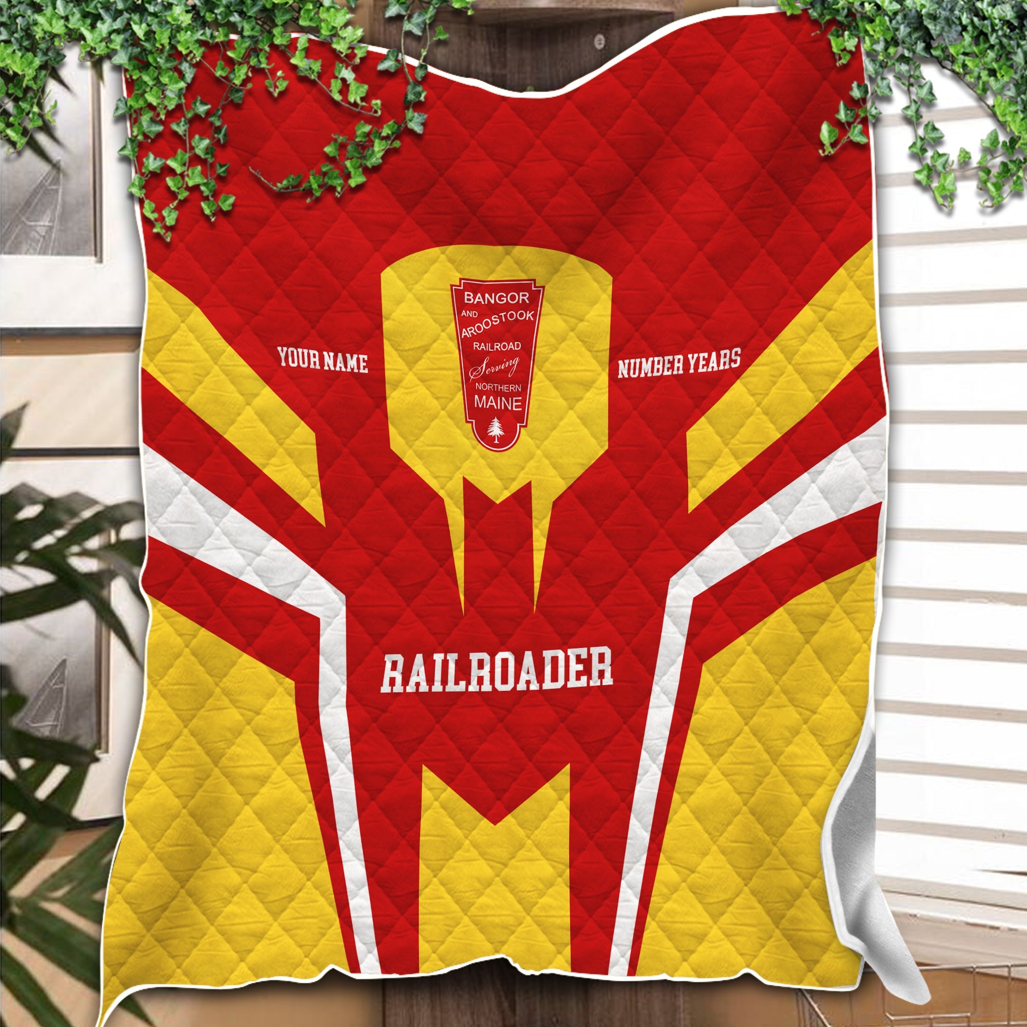 Railspirit Personalized Bangor And Aroostook Railroad Premium Quilts Custom Year Railroader Gift Idea For Train Lover