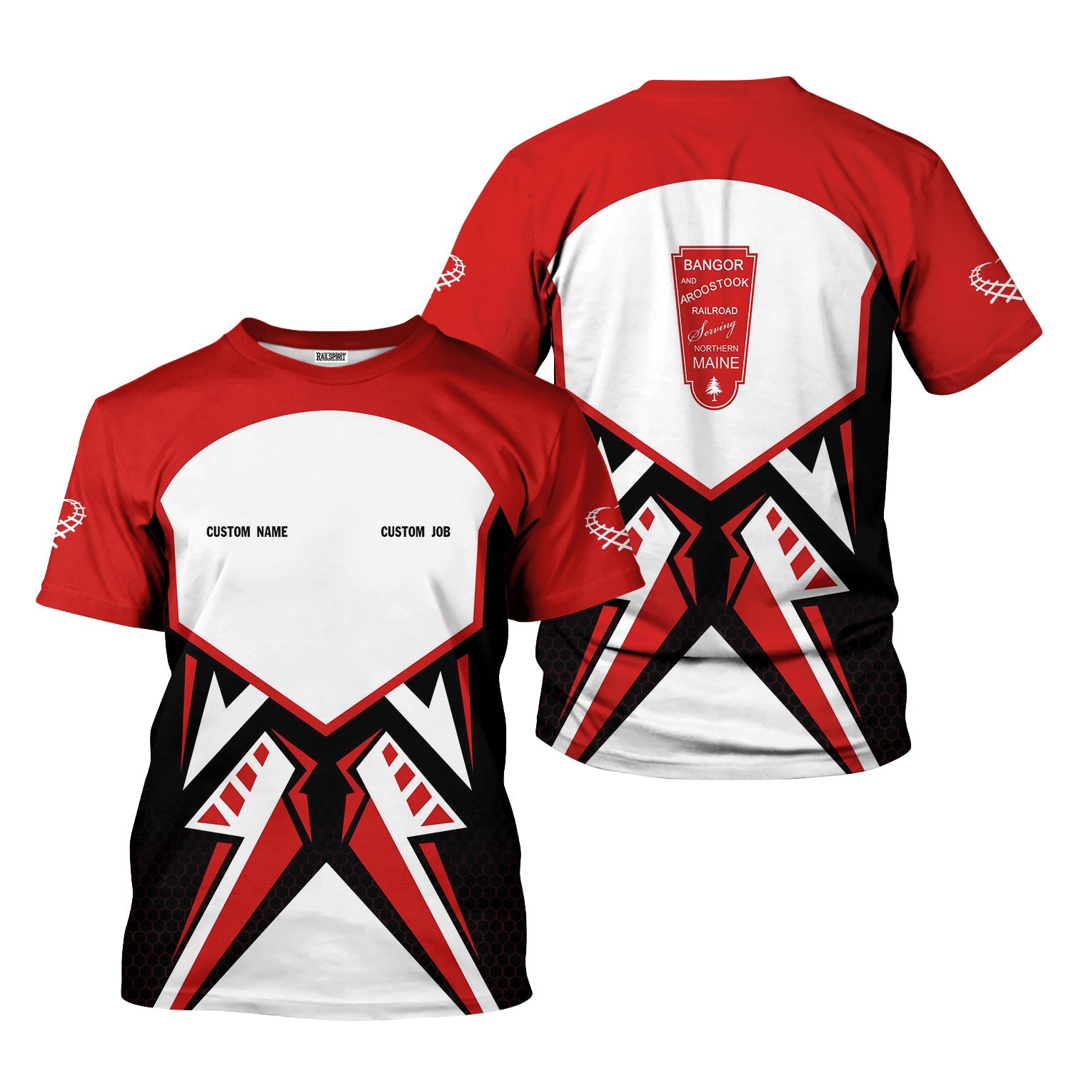 Railspirit Personalized Bangor And Aroostook Railroad T-Shirt Vibriant Style with Custom Position Train Shirt