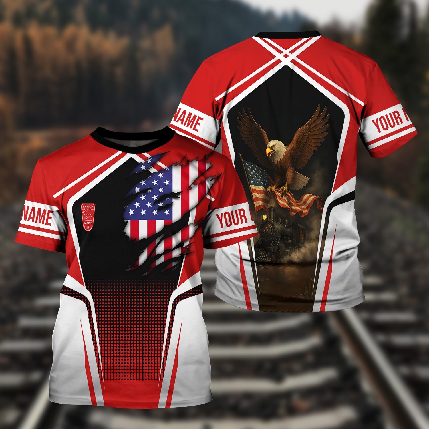 Railspirit Personalized Bangor And Aroostook Railroad T Shirt American Eagle Vintage Train Shirt