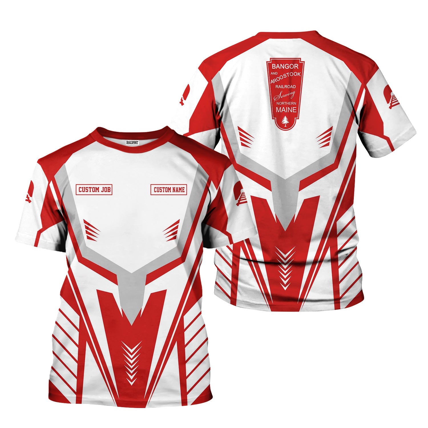 Railspirit Personalized Bangor And Aroostook Railroad T-Shirt Workwear-Inspired with Custom Position Train Shirt