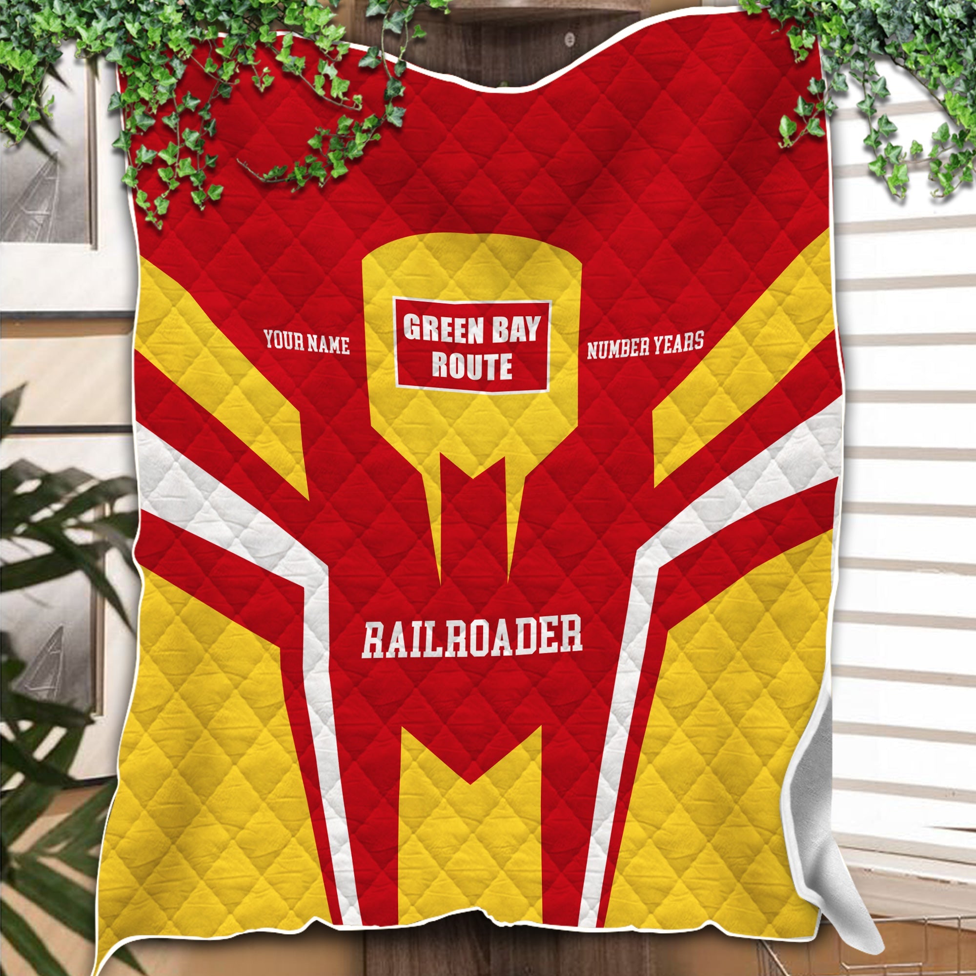 Railspirit Personalized Green Bay & Western Railroad Premium Quilts Custom Year Railroader Gift Idea For Train Lover