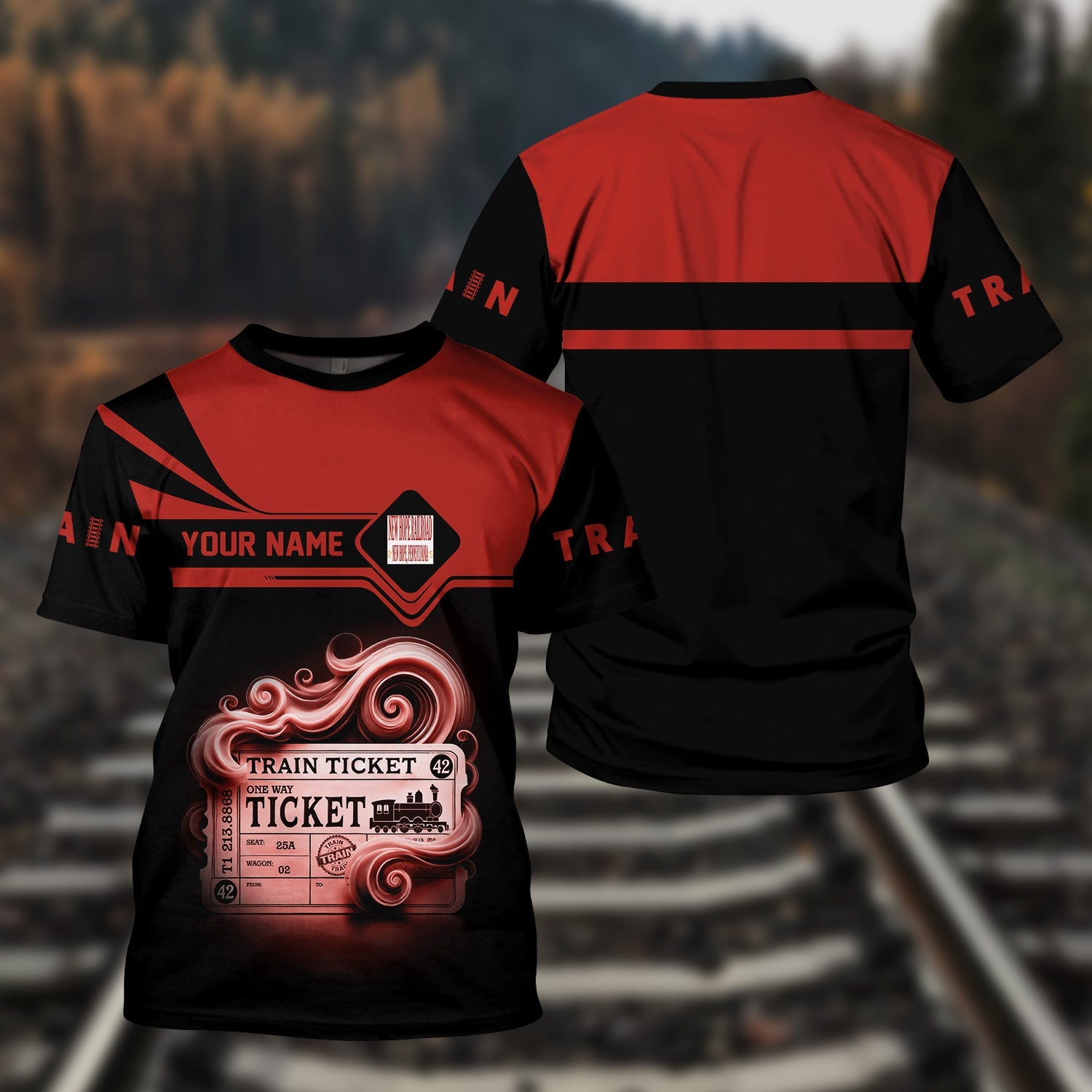 Railspirit Personalized New Hope Railroad T Shirt Train Ticket American Locomotive Printed Train