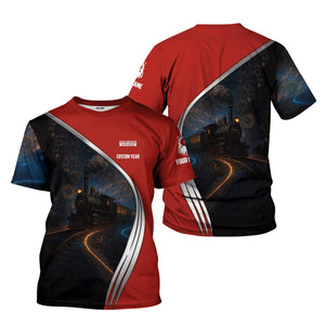 Railspirit Personalized New Hope Railroad T-Shirt Steampunk Locomotive with Custom Year Train Shirt
