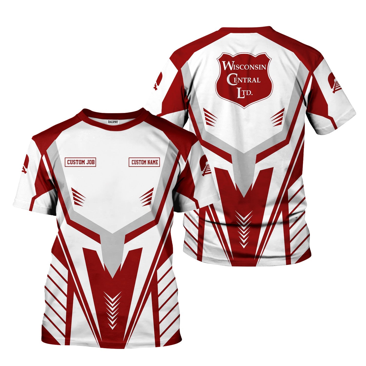 Railspirit Personalized Wisconsin Central Ltd Railroad T-Shirt Workwear-Inspired with Custom Position Train Shirt