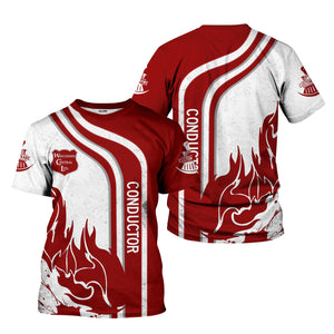 Railspirit Personalized Wisconsin Central Ltd Railroad T-Shirt Flame Design with Custom Job Position Train Shirt