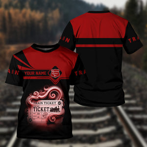 Railspirit Personalized Wisconsin Central Ltd Railroad T Shirt Train Ticket American Locomotive Printed Train