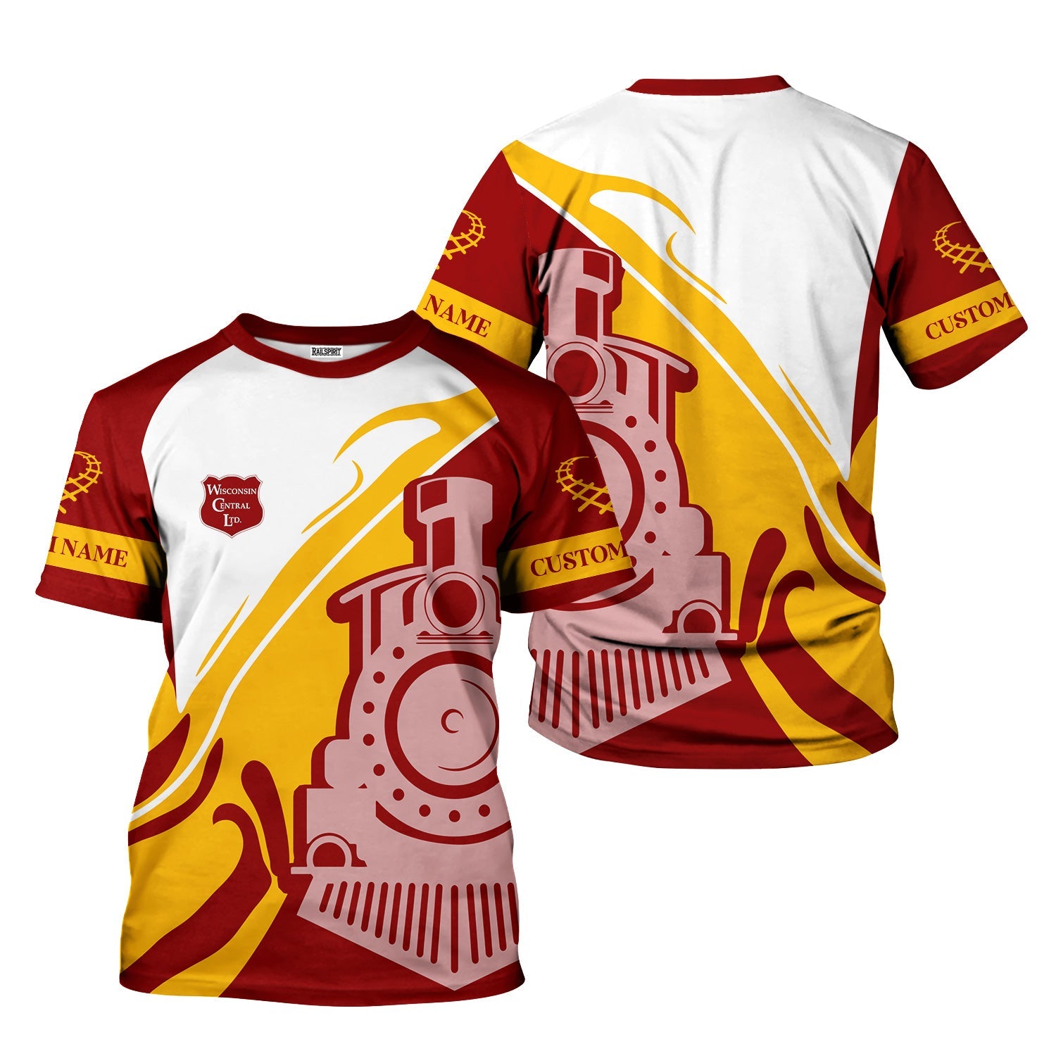 Railspirit Personalized Wisconsin Central Ltd Railroad T-Shirt Flame-Inspired Style Shirt Gift Idea For Train Lovers