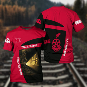 Railspirit Personalized Canadian Pacific Railroad T-Shirt All Aboard Steam Train Movie Projector Style Shirt