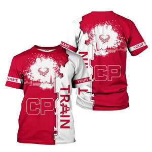 Railspirit Personalized Canadian Pacific Railroad T-Shirt Engine Heartbeat and Track Love Style Shirt Gift Idea For Train Lovers