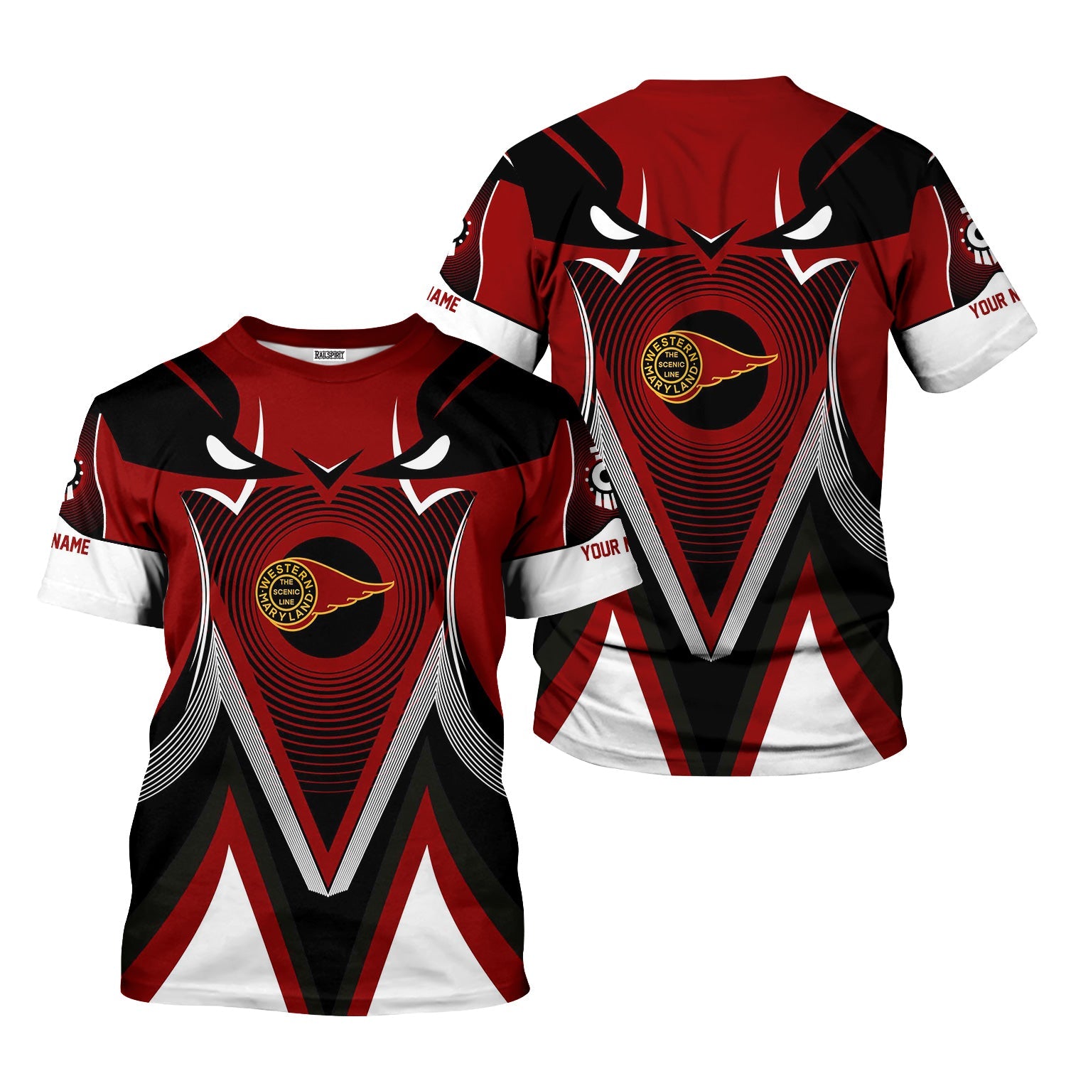 Railspirit Personalized Western Maryland Railway T-Shirt Vibrant Graphic Pattern Shirt For Train Enthusiasts