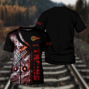 Railspirit Custom Name Western Maryland Railway T Shirt Railroad Crossing Sign Train Shirt All Over Print