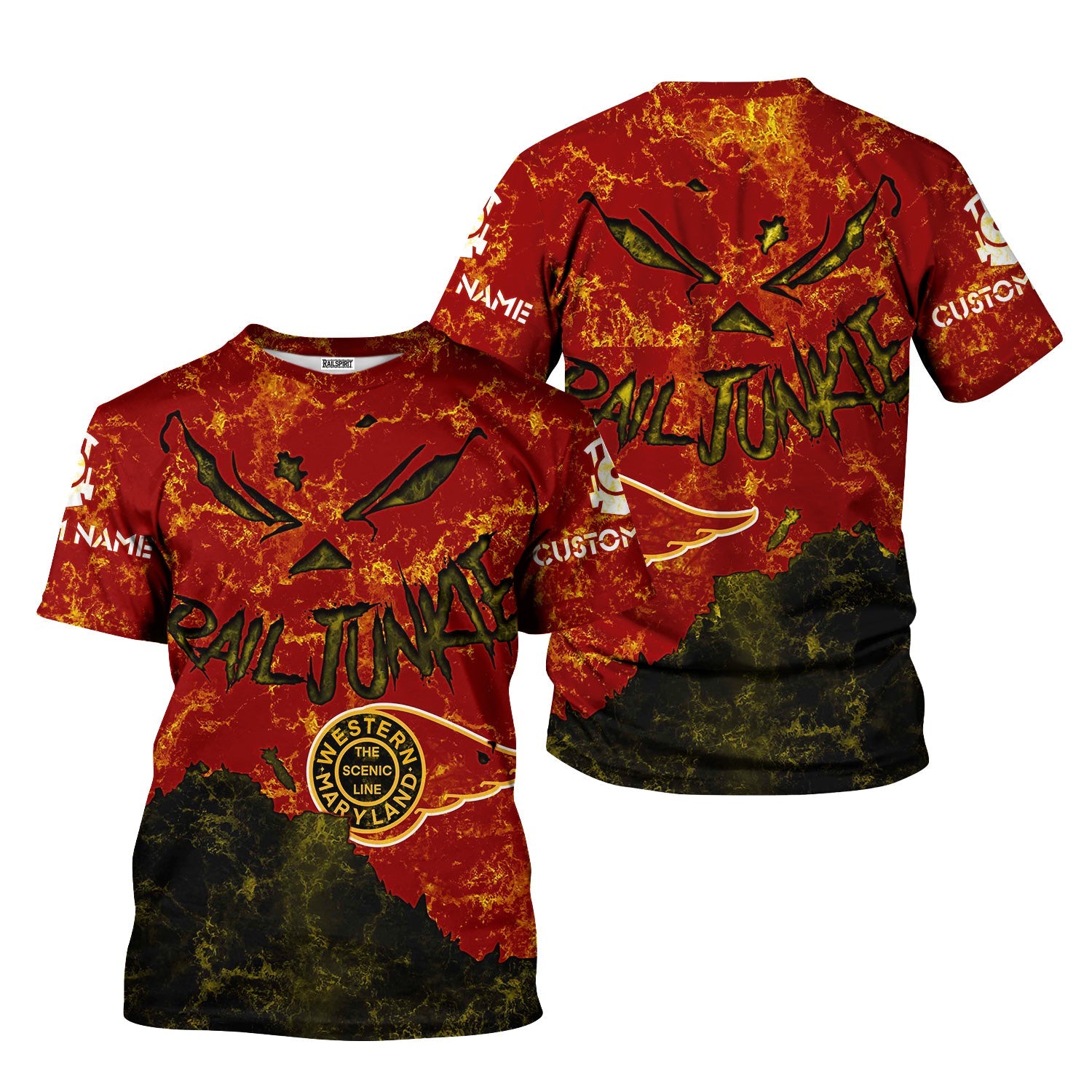 Railspirit Personalized Western Maryland Railway T-Shirt Torn Graphic Style Train Shirt For Rail Junkie