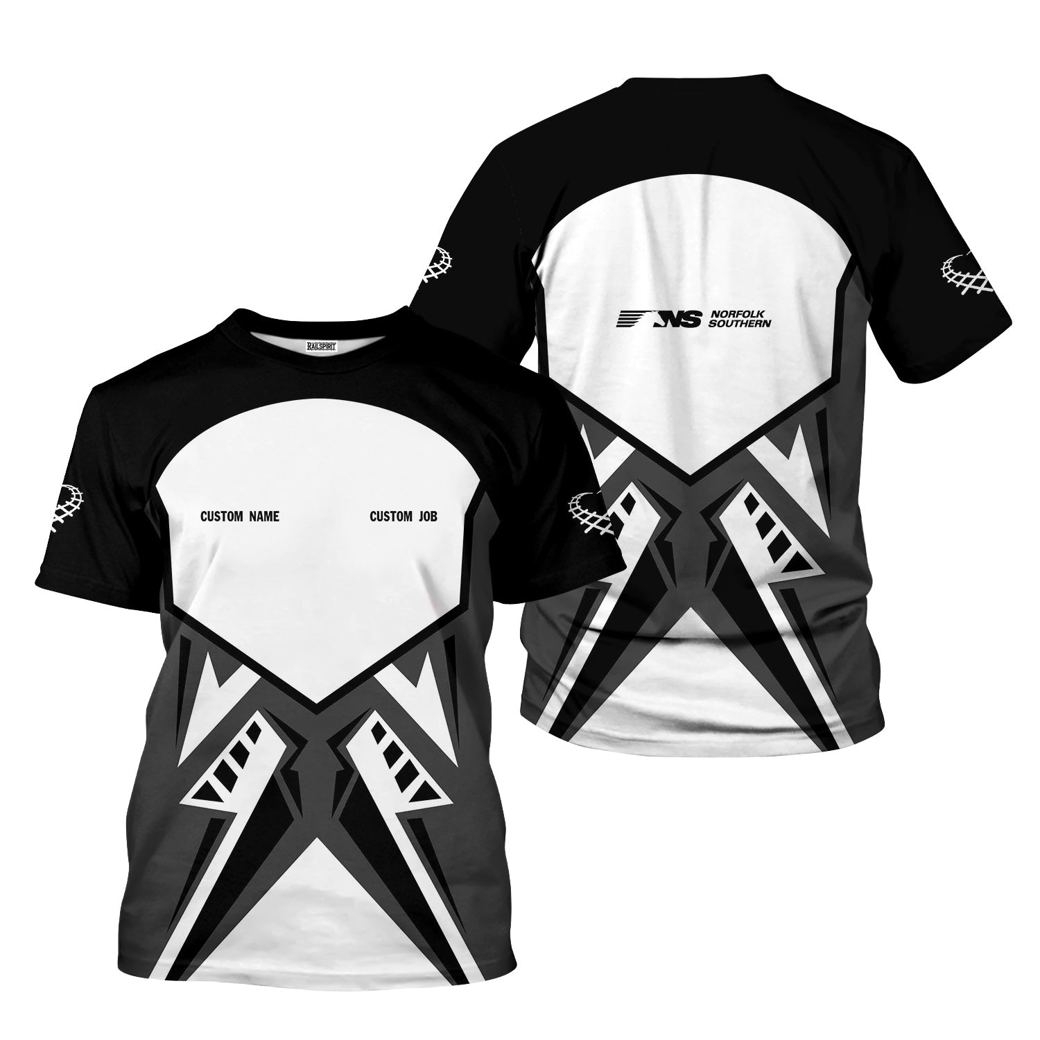 Railspirit Personalized Norfolk Southern Railway T-Shirt Vibriant Style with Custom Position Train Shirt