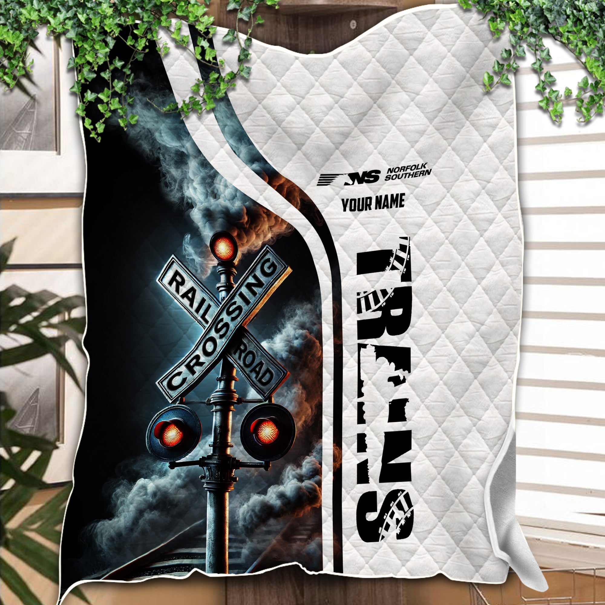 Railspirit Personalized Norfolk Southern Railway Premium Quilts Railroad Crossing Sign Quilts All Over Print