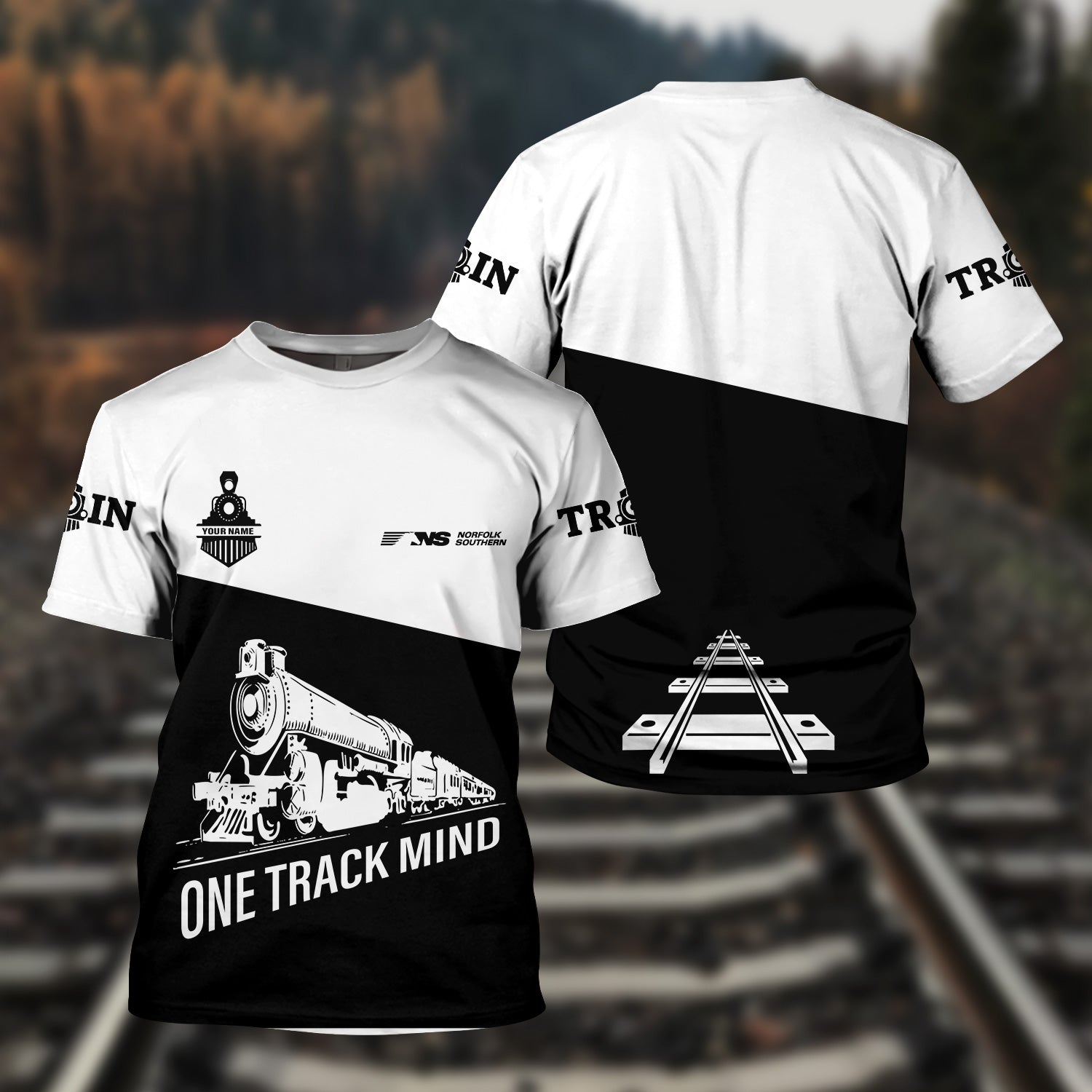 Railspirit Personalized Norfolk Southern Railway T Shirt One Track Mind Unisex Train Shirt Gift Idea For Train Lover